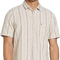 allen solly Men Cotton Blend Regular Fit Textured Striped Casual Shirt-picture-11