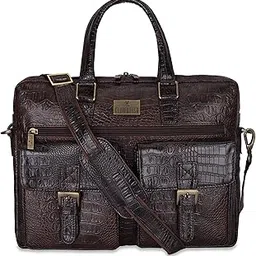 the clownfish Unisex-Adult Faux Leather Laptop Briefcase For Laptop Messenger Bag (Dark Brown)-picture-56