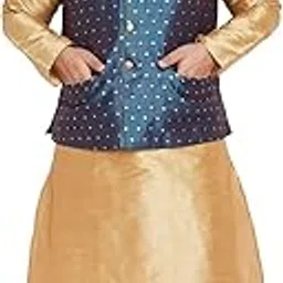 vastramay plus Men's Silk Blend Jacket Kurta Pyjama Set-picture-36