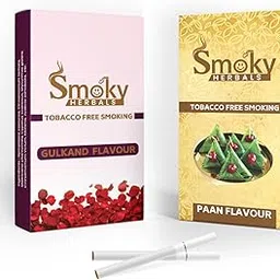 Smoky Herbals Pack of 2 Flavours 100% Tobacco & Nicotine Free Cigarette (PAAN - GULKAND) - 10Sticks x 2-image-40