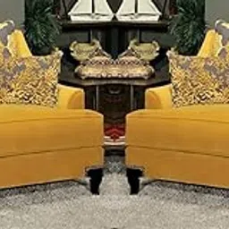 Set of 2 Velvet Dining Chairs, Cushion Seat Chair for Living Room Bedroom Restaurant, Modern Contemporary Upholstered with Polished Golden Solid Wooden Legs R48-image-90