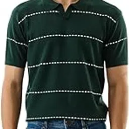 Men's Slim Fit Polo T-Shirt | Minimalist Striped Design | 100% Cotton Fabric | Breathable & Soft Texture | Casual Wear for Everyday Comfort-image-3