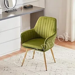 CHAIR DECOR Accent Chair - Luxury Velvet Armchair with Sturdy Golden Legs | Modern Upholstered Chair for Living Room, Bedroom, Office, or Cafe | Comfortable Parrot Green Armchair, 1 Piece-image-37