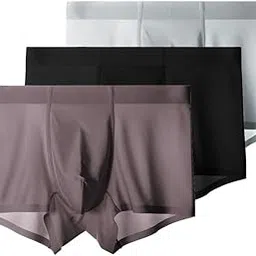 asjar Imported Material Ice Silk Briefs Men Boxer Brief | Men Extra-Thin Ice Silk Elastic Briefs Multicolor (Pack of 3) (XL)-picture-25