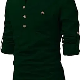 edin wolf Mens Full Sleeve Regular Collared Kurta (Large, Green)-picture-26