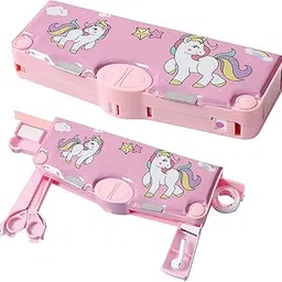 PRIME DEALS Plastic Multi-Functional Pencil Box For Kids, Unicorn Pencil Box For Boys, Kids Pencil Box For Boys & Girls, Magnetic Pencil Box For Kids With Accessories. (Unicorn), Blue-image-79