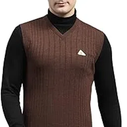 monte carlo Men's Regular Fit Sleeveless Wool Sweater | V Neck | Regular Fit | Solid Pattern | Warm Stylish Pullover for Winter-picture-28