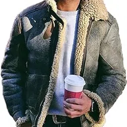 eryue Wish Expr Men's Imitation Leather Fleece Fur one Short Belt Large Men's ja et Green L image 1