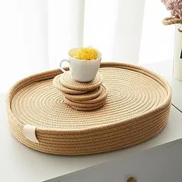 Mansa Traders Placemats Set of 6 Oval – Woven Boho Farmhouse Table Mats for Dining Table for 6, Kitchen Decor, Washable and Handmade Rustic Table Accessories (16 * 12 Plus 6 Coasters,Beige)-image-56
