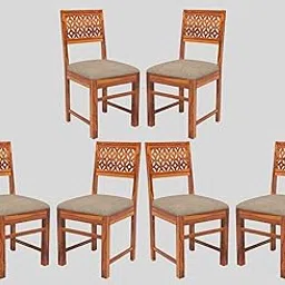 Sheesham Wooden Six Dining Chair Set with Cushion Seat for Living Room | Solid Wood Study Chair for Living Room | Office Chair for Home & Office (Set of 6, Honey)-picture-19