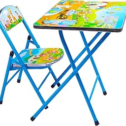 AASTIK Animal Printed Foldable Kids Study Table with Chair Compact Desk for Toddlers Age 2-10 | Portable Learning Table in Blue Colour-picture-15