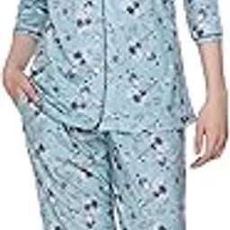 plush Women's Cotton Floral Print Shirt & Payjama Stylish Nightsuit Set (NS-119)-picture-18
