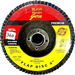 Jon Bhandari Tools Abrasive Flap Discs – 4” (100mm x 16mm), Grit 36 – Pack of 10, for Angle Grinders, Metal Grinding, Sanding & Finishing image 1