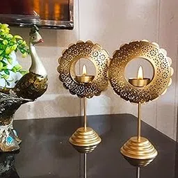 blissful decor Presents Ring Shape Table top Tealight Candle Holder for Home, Diwali and Christmas Decorations| Pack of -2-picture-26