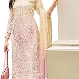 indo era Womens Organza Embroidered Straight Kurta Pant Dupatta Set (IEOUT10602)-picture-10