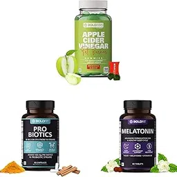 Boldfit BOLDPOPS Apple Cider Vinegar Gummies & Gelatin-free - 30 Green Apple Flavoured Gummies & Melatonin 5mg Sleeping Aid Pills & Probiotics Supplement 30 Billion CFU & Prebiotics,Detox & Cleanse-image-2