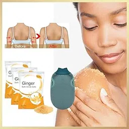 Enakshi® Ginger Bath Scrub Salts 30G Exfoliates, Moisturizes, and Nourishes Skin 3Pcs +Gloves|Health & Beauty | Bath & Body | Bath Salts-image-0