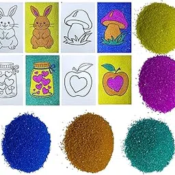 AP SINHA Fun with Sand Art Set of 10 Sheets | Creative Sand Painting Kit for Kids | Easy Peel & Sprinkle Craft Activity | DIY Home Decoration & School Project Kit-picture-12