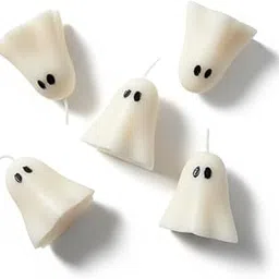 Ghost Candle, Halloween Candle (Unscented), Boo Candle | Organic Soy Wax- Set of 5 (Off White) - Regular Size-picture-33