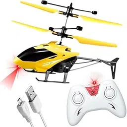 Remote Control Helicopter Toy with LED Lights, 3 Colors Available, Rechargeable RC Aircraft with Controller (Yellow)-image-6