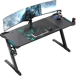 EUREKA ERGONOMIC Metal Z60 Gaming Desk 60'' Z Shaped Large Pc Computer Gaming Desks Tables With Rgb Led Lights Controller Stand And Mouse Pad For E-Sport Racing Gamer Pro Home Office Gift-picture-36