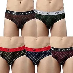 wyatt Mens Regular Cotton Blend Multicolor Printed Brief (Pack of 5)-picture-52