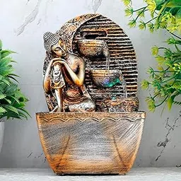 Global Grabbers Polyresin Table Top Indoor Outdoor Water Fall Fountain with LED Lights Home Decor Decoration Gift Gifting Items-A_ORG-SF40-image-9