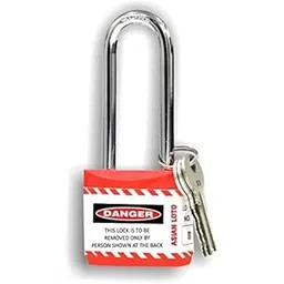 Patel Enterprise Loto Product India Lockout Tagout Long Shackle Jacket Padlock with 3 Keys Red Colour Pack of 1-picture-16