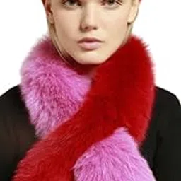 Patakadevi 2 Tone Faux Fur Stole | Winter Outings Parties Travel | Soft Faux Fur Shawl Cozy Warm Layered Look Elegant Two Tone Wrap for Women Lightweight Comfortable Stylish Fashionable Coverage-image-44