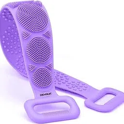 GLAMAXY Silicone Back Scrubber Skin Cleaning Brush for Shower Soft Bath Belt Scrubber Eco-Friendly Durable Exfoliating and Removing Impurities Maintaining Skin Vitality (Purple)-image-26