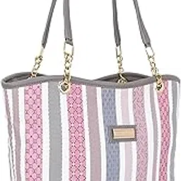 nexeura Trendy Women’s Tote Handbag – Stylish Multicolor Striped Shoulder Bag with Dual Handles & Spacious Design – Lightweight PU Leather Casual Purse for Office, Shopping & Everyday Use-picture-44