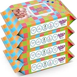 Om Skincare Baby Wipes with Aloe Vera - 80 Piece (White, Pack of 4)-picture-18