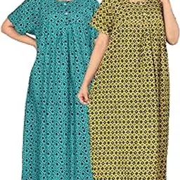 Brand Women Cotton Nighty| Short Sleeves | Night Wear | Maxi for Women | Round Shaped Neck - Cotton Fabric-image-19