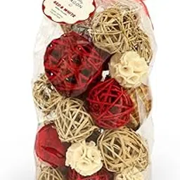 Happy Wagon Bowl Fillers – 200g Natural Potpourri Mix for Bowls, Vases & Trays | Earthy Home Decor Accents for Living Room, Dining & Entryways (Red and White)-image-99