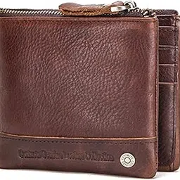 contacts Men's Genuine Leather Wallet | RFID Blocking Wallet for Men| 14 Card Slots, 1 Zip Closure Currency Compartment (Choco Brown)-picture-27
