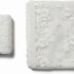 elite april White Floral Lace Triangle Church Veil (Church Scarf) with Wig Clip, Mother Daughter Combo, Religious Head Covering 120 * 80, 101 * 67-picture-51