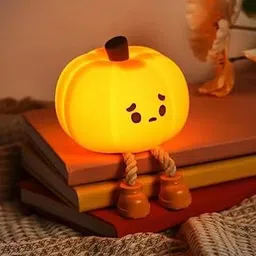 VIAXANA Pumpkin Night Light - 3 Level Dimmable Cute Led Pumpkin Lamp, Silicone Dimmable Nursery Nightlight For Kids, Rechargeable Bedside Tap Lamp, Funny Office Desk Decor And Gift,Orange-picture-20