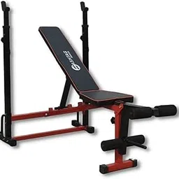 Hashtag fitness multi adjustable gym bench press for home gym equipment set for home workout with 5 back rest position gym kit for men with wide barbell stand-image-56