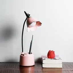 Lexton Flower Bird Table Lamp | Eye Friendly, USB Rechargeable, 3 Color Modes, Touch On/Off Switch, Adjustable Arm, Pen Holder | Suitable for Room Decor, Reading, Office (Pack of 1, Pink)-picture-21