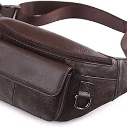 ZAFONI Waist Pack, Fashionable Men's Waist Bag Real Leather Single Shoulder Oblique Bag Head Layer Leather Crossbar Bag Multi Function Chest Bag (Color : Brown1)-picture-53