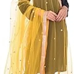 whiteheaven Sequence Star Moti Naylon Net Dupatta for Womens & Girls With 4 Side Gold Lace-picture-51