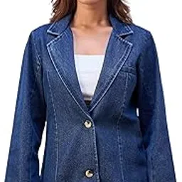 Women's Denim Blazer Coat-image-93