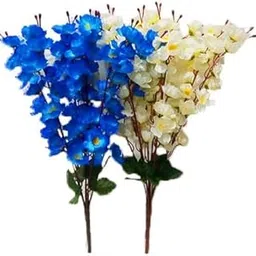 SAF Artificial Blossom Combo Flower Bunch for Flower Vase Indoor Outdoor Decor 50 cm, Pack of 2, Blue & White-picture-13