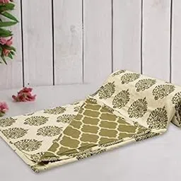 Trance Home Linen 150 GSM Pure Cotton Reversible Dohar Single Bed Size | AC Blanket Comforter | Soft Light-Weight Bed Blanket (56 x 88 inch, Damask Forest Green, Pack of 1)-picture-19