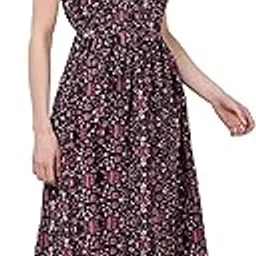 muzun Floral Print Maxi Dress, Short Sleeve V-Neck, Fabric Crape Pattern, Ankle Length-picture-36