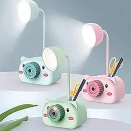 Lighter House LED USB Cartoon Animal Eye Protection Reading Desk Lamp Pencil Sharpener for Kids Pen Holder Student (Multicolor) image 1