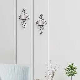HOSLEY Metal Wall Sconce Pillar Candle Holder| Wall Hanging Pillar Candle Holder with Two Free Pillar Candles| Perfect for Home Decor,Bed Room,Living Room, Dining Room, Bathroom| Pack of 2(Black)-picture-13