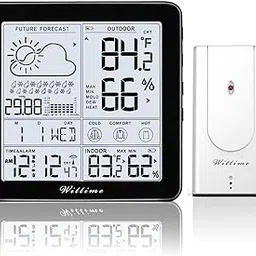 Wittime 2180 Weather Station with Atomic Clock Indoor Outdoor Thermometer Wireless Wireless Temperature and Humidity Monitor Inside Outside with Sensor Battery Powered-picture-29