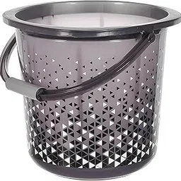 Kuber Industries Plastic Bucket 18 litres for Bathroom | Water Bucket for Home & Bathing | Strong & Durable Balti/Buckets for Mopping with Handle | Triangle Print | Black-image-4