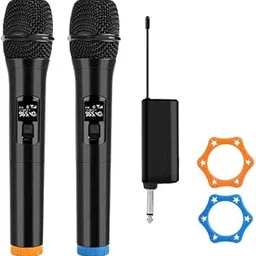 kh Dual Portable Handheld Dynamic Karaoke Mic Set with Rechargeable Receiver, Cordless Karaoke System for PA System, Speaker, Amplifier, Family Party, Singing, Meeting, 160 ft Range-image-46